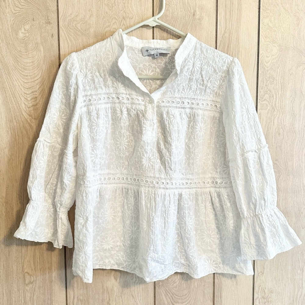 Tuckernuck White Lace Eyelet Blouse - Picture 2 of 5